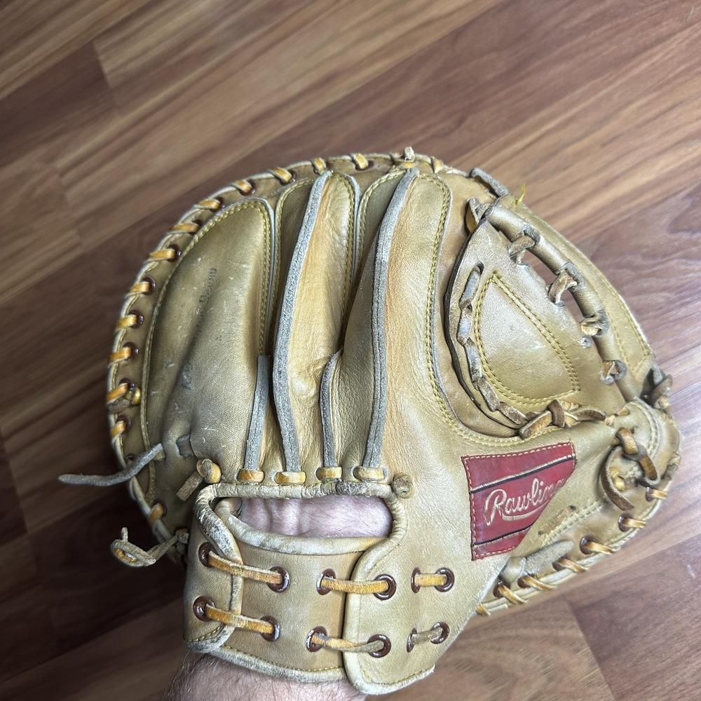 Vintage Rawlings MJ50 Catchers Mitt Brown Leather Glove 33" Jerry May RHT - Picture 7 of 9
